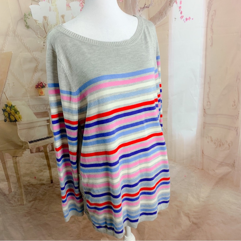 NEW Talbots Striped Side Button down Sweater - Picture 5 of 11